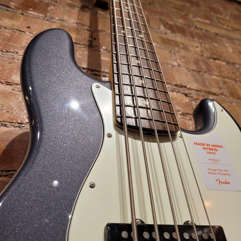 New Fender Jazz Bass V Bass Guitar Charcoal Frost Metallic 