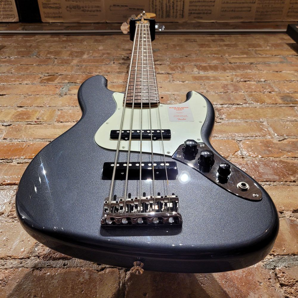 New Fender Jazz Bass V Bass Guitar Charcoal Frost Metallic 